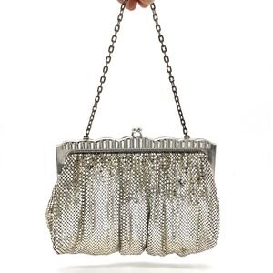 Whiting & Davis‎ Vintage Mesh Evening Bag Flapper Top Handle Clutch Purse